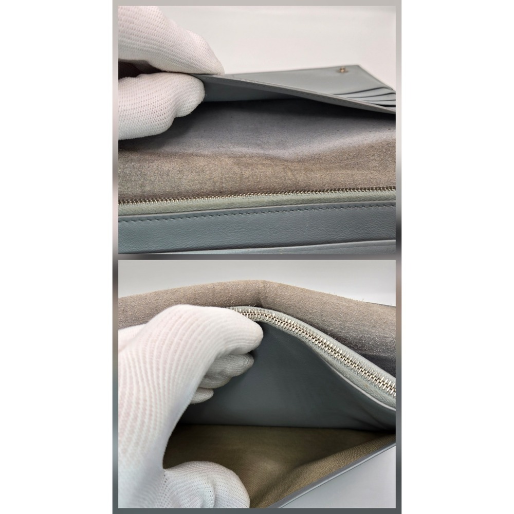 Celine Paris Grey Leather Bifold Long Wallet Made in Italy Suede Lining - Picture 10 of 12